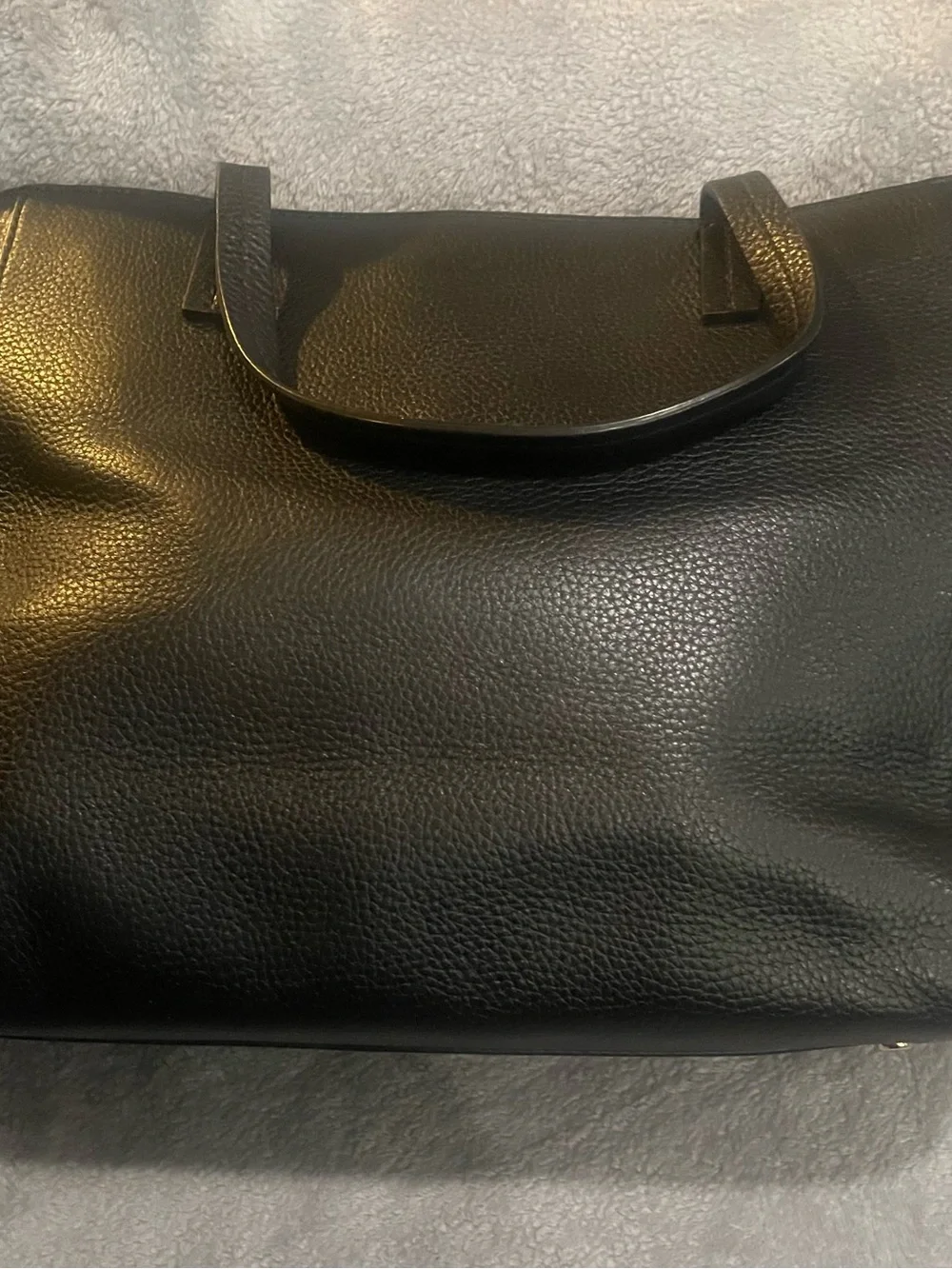 kate spade Black Pebbled Leather Shoulder Tote with Front Zip Tassel